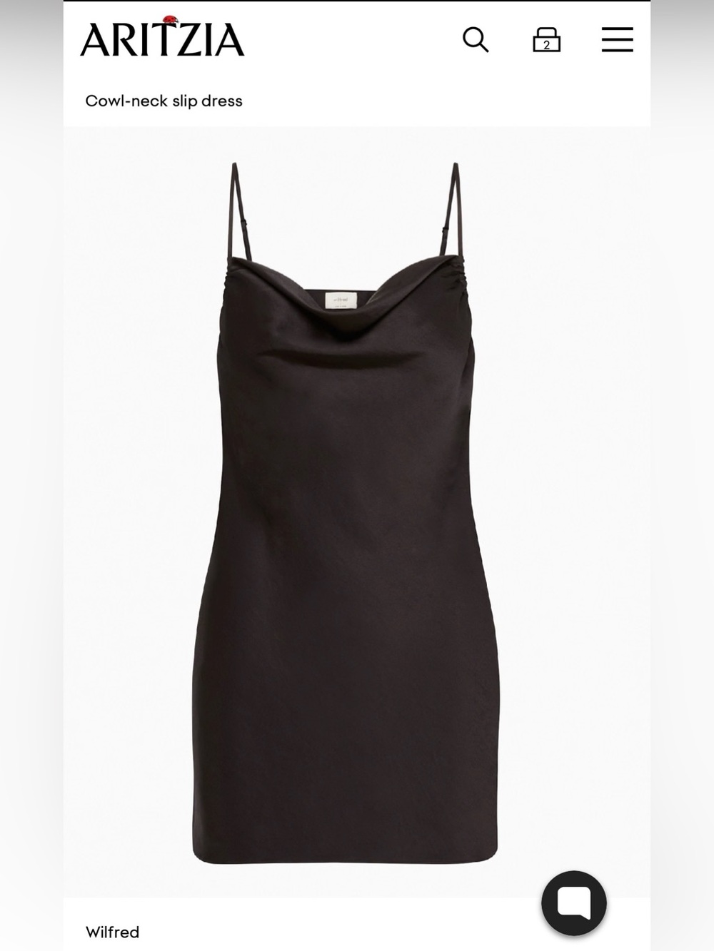 Aritzia Wilfred Black Satin Slip Mini Dress | Size 2XS - Picture 12 of 12